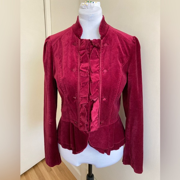 White House Black Market Velvet Peplum Jacket - Picture 1 of 8